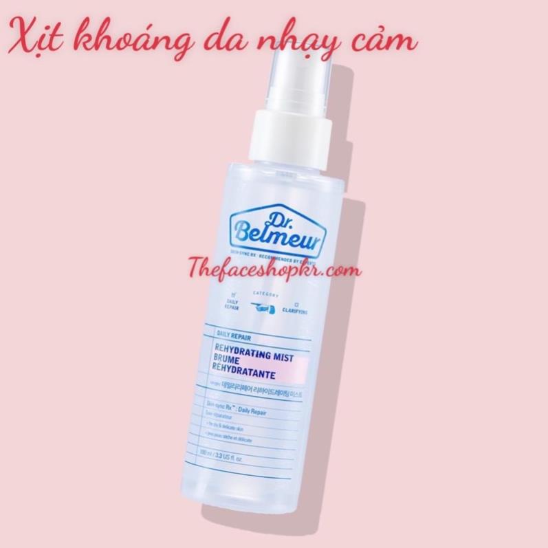 Xịt khoáng dưỡng ẩm phục hồi da mặt cấp ẩm Hàn Quốc The Face Shop Dr Belmeur Daily Repair Rehydrating Mist 100ml