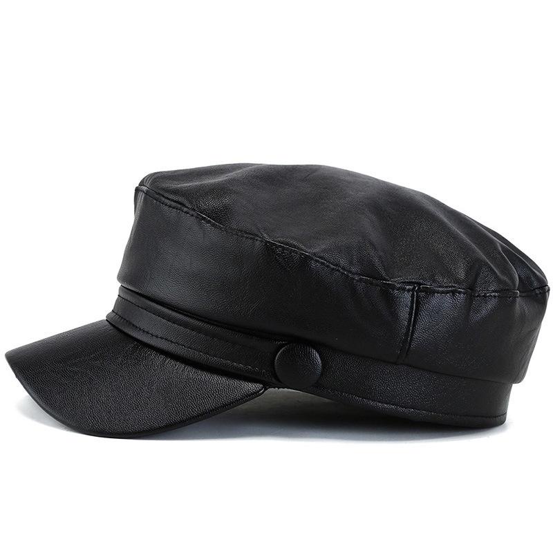 Nieuwe Mode Pu Leer Krantenjongenspet Kwaliteit Kunstenaar Vrouwelijke Koreaanse Achthoekige Casp Lente Winter Casual Baret Vrouwen Platte Hoeden Gorras