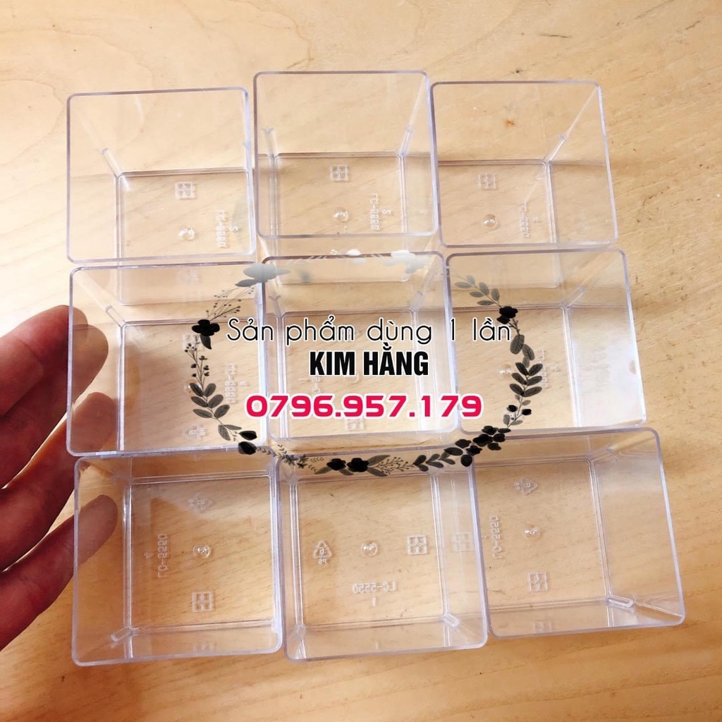 Set 100 hộp mica vuông LC-5550  đựng bánh lạnh