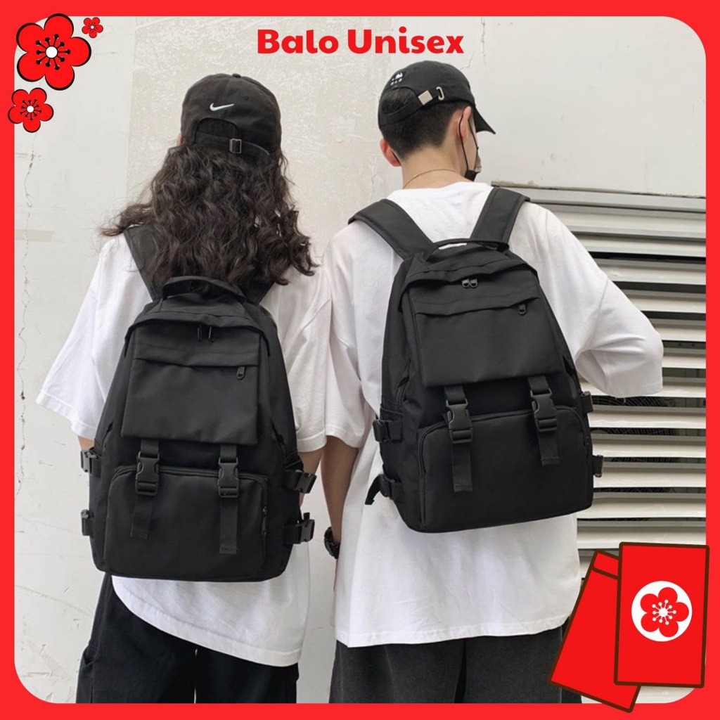 Balo Ulzzang Basic Vải Canvas Chống Nước, Balo Unisex Đi Học Nam, Nữ 607ULZ