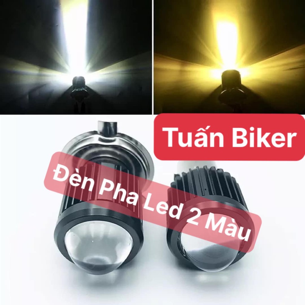 Đèn Pha Led H4 Bi Cầu Mini 2 Màu Cốt Vàng Pha Trắng Siêu Sáng &lt; bảo hành 6 tháng&gt;