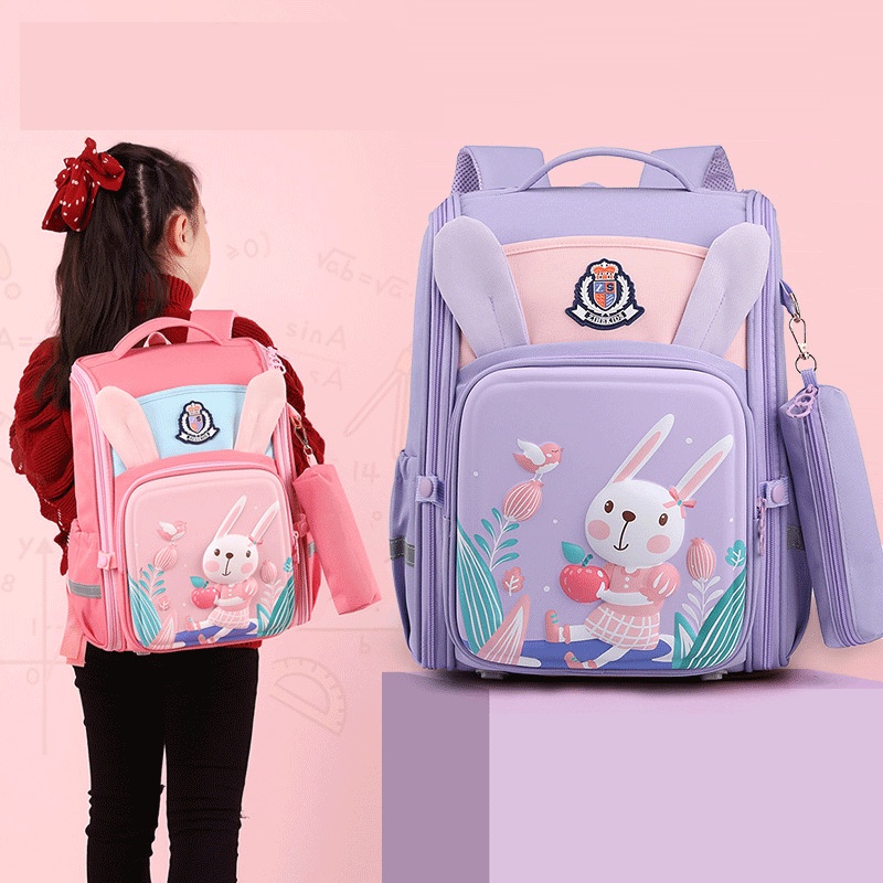 [Kèm túi đựng bút] Balo Chống Gù cho bé trai gái từ lớp 1 đến lớp 4, balo cặp sách in nổi 3d chống thấm nước, lưng thoág