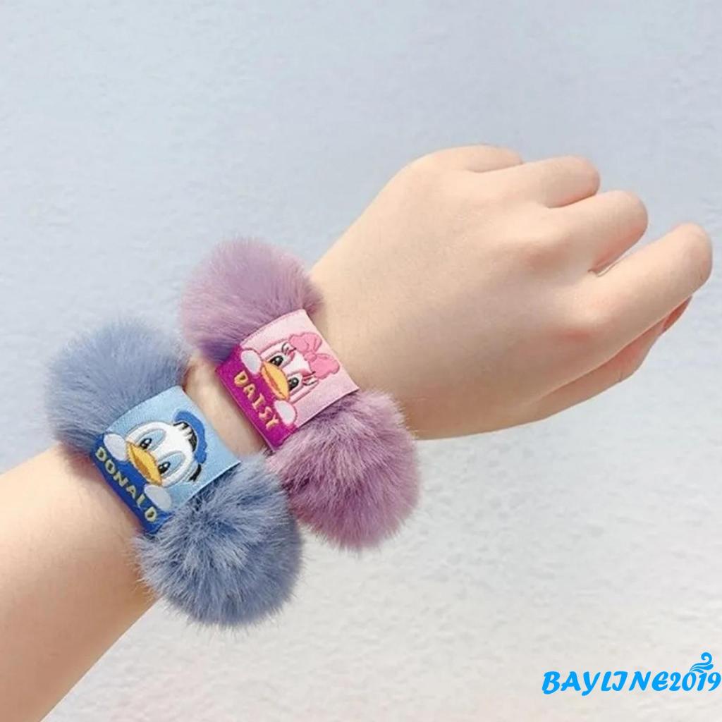 Dây buộc tóc lông xù thêu họa tiết nhân vật hoạt hình dễ thương cho nữ