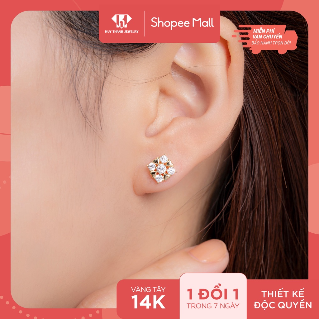 Bông tai vàng 14k BTPTB299 Huy Thanh Jewelry