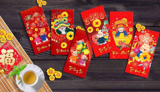 Túi 10 lì xì giấy loại to siêu xinh