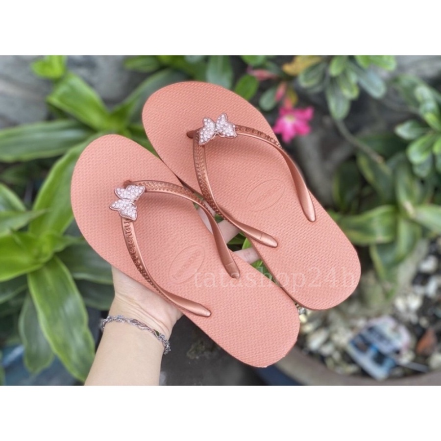 Dép Lào/Dép kẹp xốp Thái kèm Charm bướm chéo đính đá chất lượng cao chống nước siêu bền bỉ - tatashop24h