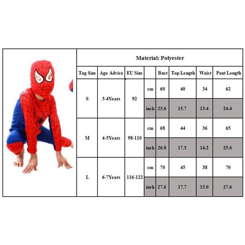 (Mới) Bộ 3 món trang phục Cosplay Spiderman cho bé trai