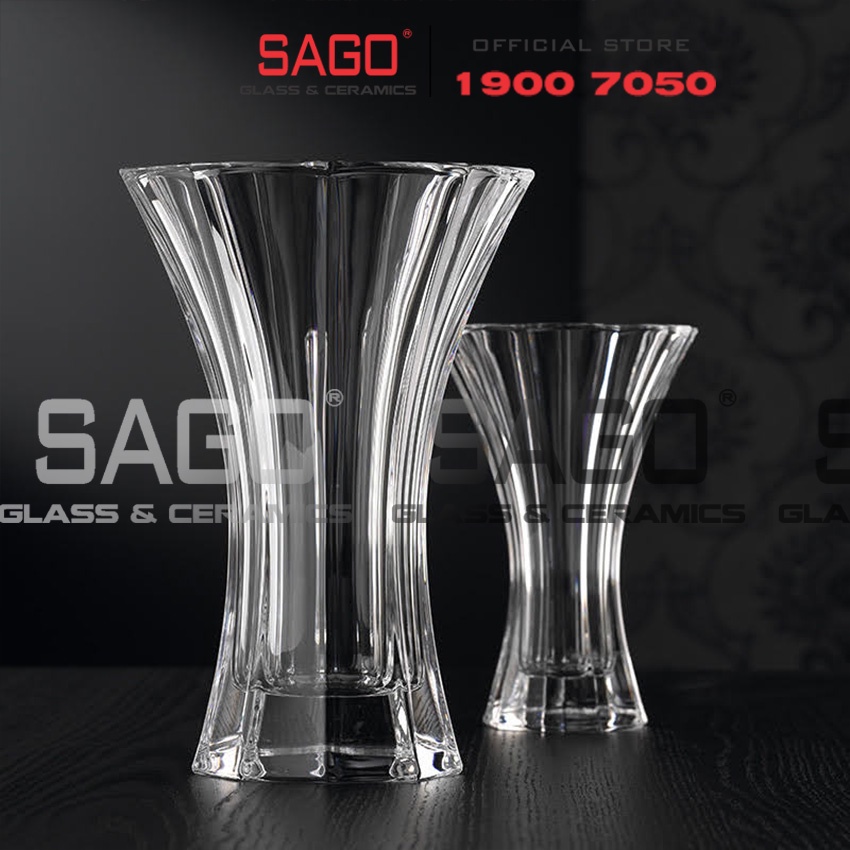 Bình Hoa Thủy Tinh Pha Lê Loe Sọc Cao 27cm | Tủy Tinh Cao Cấp