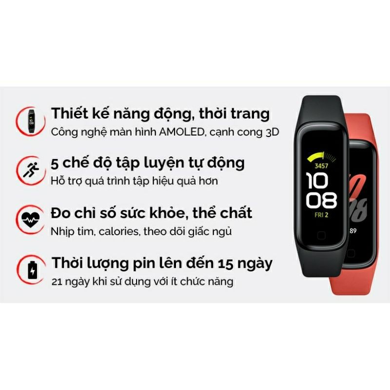 Vòng đeo tay thông minh Samsung Galaxy Fit 2 Màu Đỏ