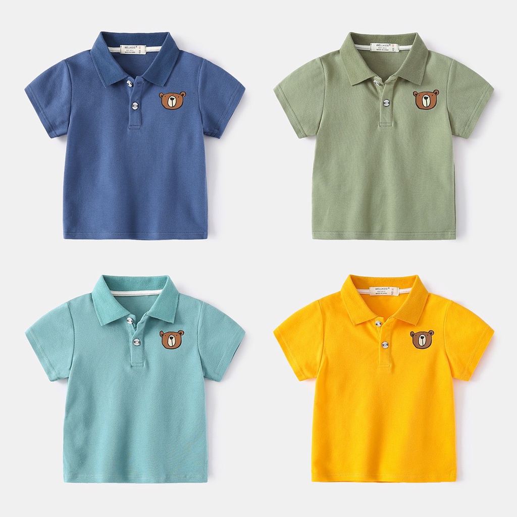 Áo Polo họa tiết đáng yêu cho bé trai WELLKIDS áo thun có cổ cho bé TX2420