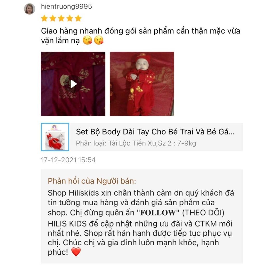 Set Bộ Đồ Mặc Tết Body Cotton Dài Tay Cho Bé Trai Và Bé Gái Hoạ Tiết Bộ Thôi Nôi Đầy Tháng Cho Bé Sơ Sinh BamBee Mart