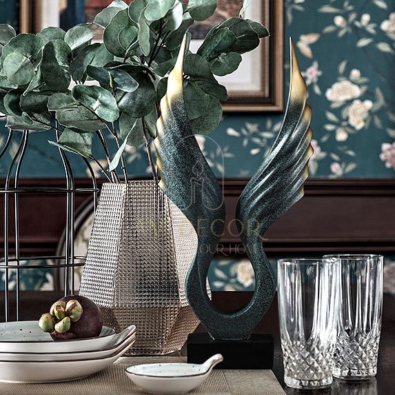 Tượng Đôi cánh chim sáng tạo châu Âu decor trang trí phòng khách, quà tặng tân gia, khai trương sang trọng - AM Decor