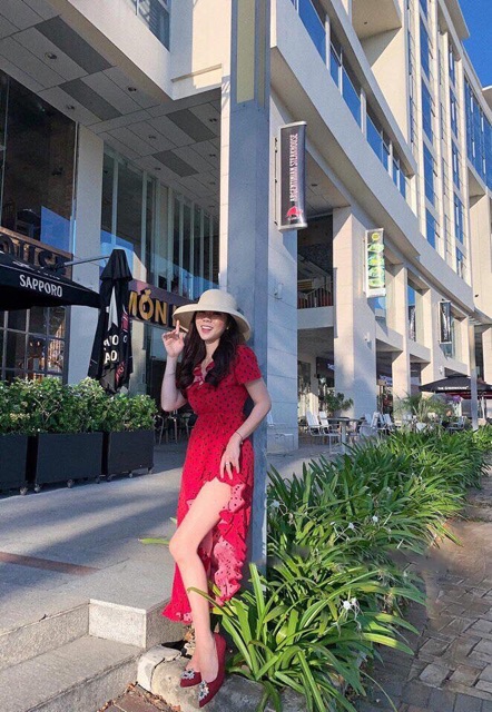 ĐẦM MIDI CHẤM BI XẺ TÀ