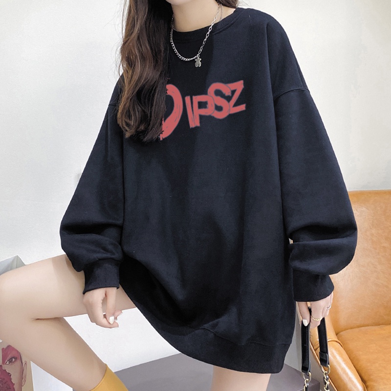 NRVP Áo Thun Nữ Dài Tay Dáng Rộng In Hình Phong Cách Hàn Quốc Mới