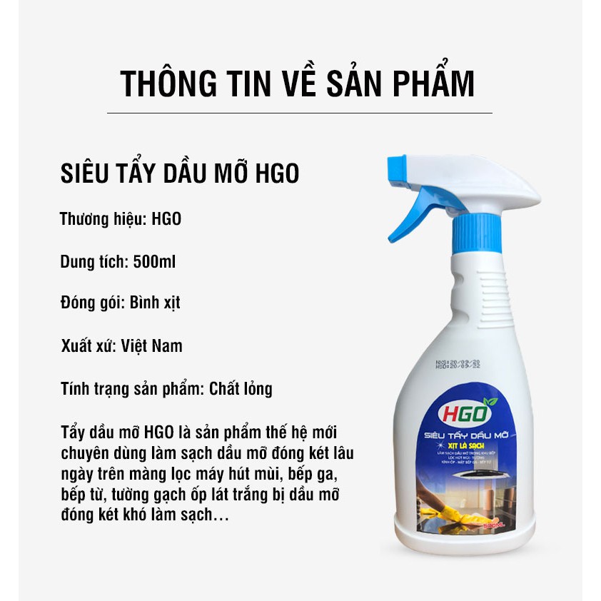 Combo Siêu tẩy cặn canxi nhà tắm HGO Plus + Siêu tẩy dầu mỡ bếp HGO chuyên dụng, tiết kiệm, hiệu quả