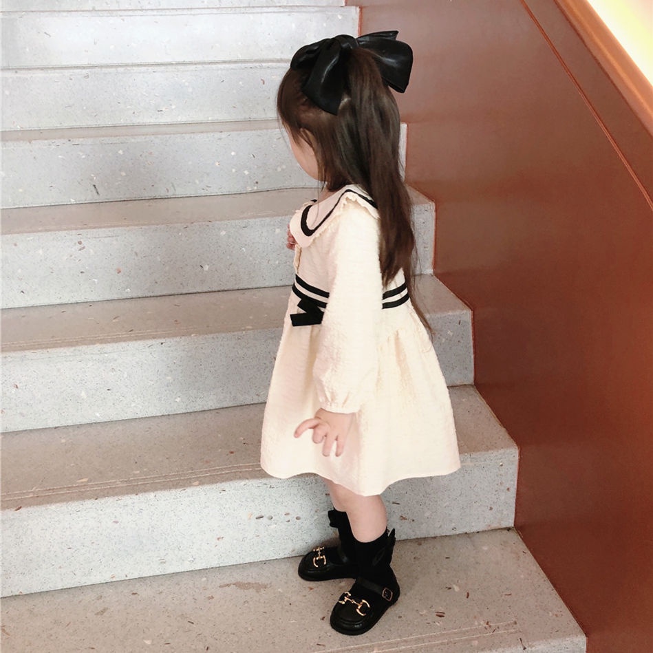Đầm Công Chúa Tay Dài Đính Nơ Thời Trang Mùa Thu Cho Bé Gái