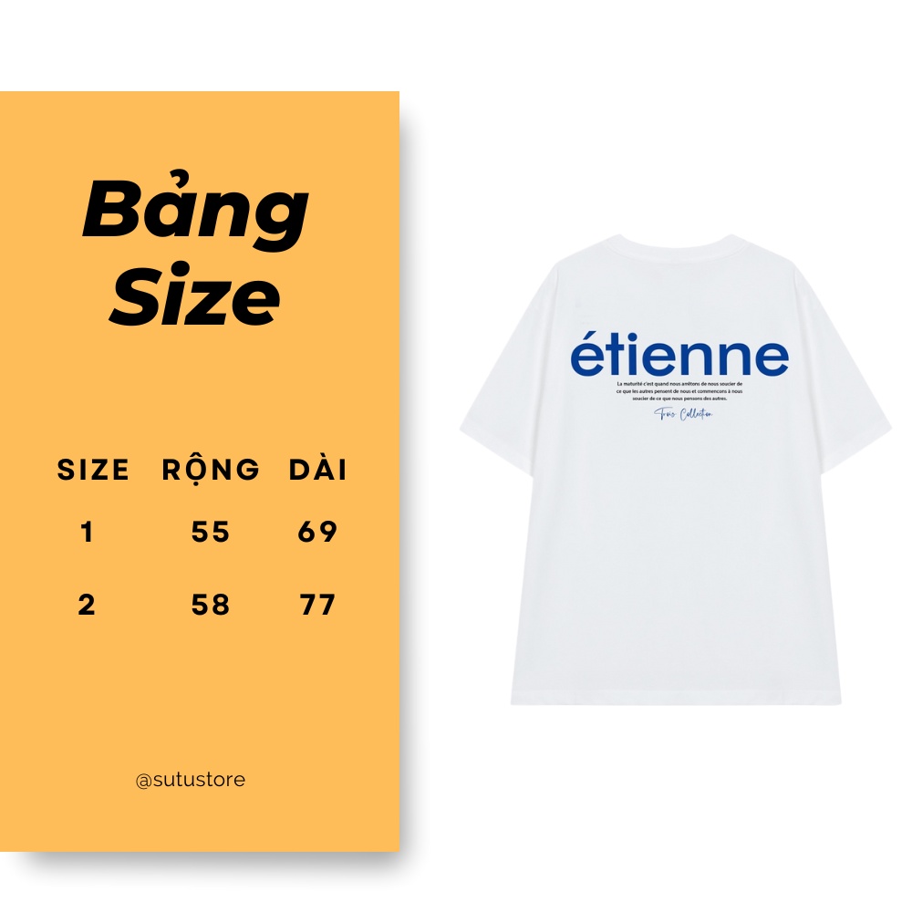 Áo Thun Etienne 🌹 FREESHIP 🌹 Áo Thun Local Brand Form Rộng Tay Lỡ, Màu Trắng, Đen - SUTU