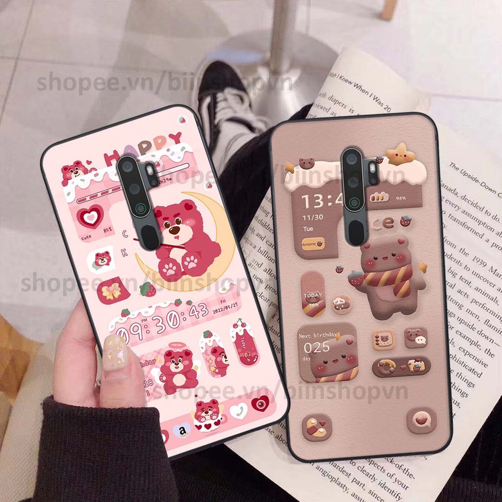 Ốp Oppo A5 2020 / A9 2020 in 3D icon gấu nổi siêu xinh, siêu đáng yêu, cá tính phong cách