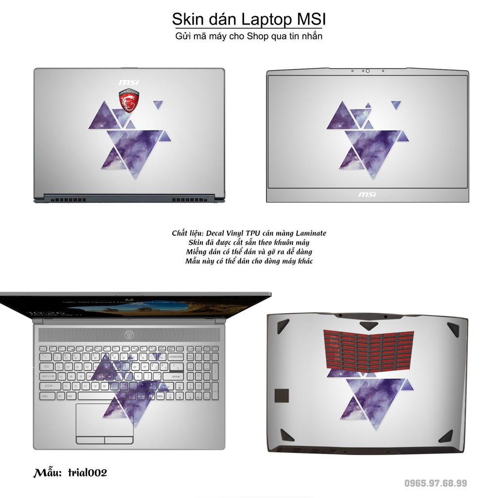 Skin dán Laptop MSI in hình Đa giác (inbox mã máy cho Shop)