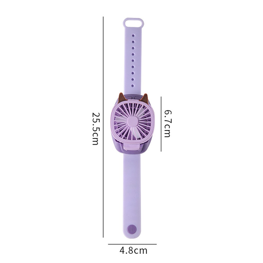 Portable Fan Mini Fan Portable Watch Fan with Comfortable Wrist Strap Colorful LED Light Three-speed USB Charging