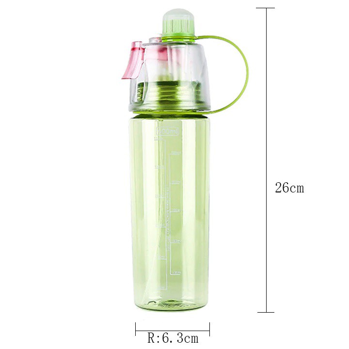 Bình nước thể thao họa tiết dễ thương có Phun sương 600ml Ly cốc giữ cách nhiệt Mã 20014