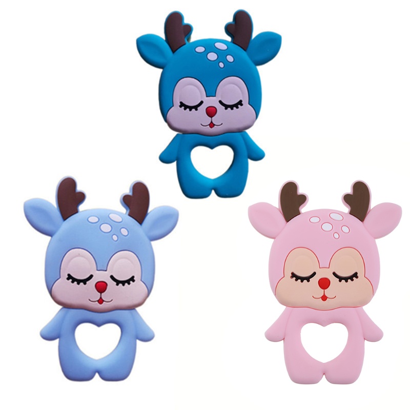 Wmmb Dụng Cụ Gặm Nướu Bằng Silicon Không BPA Hình Cú Hươu Cao Cổ Voi Hoạt Hình Cho Bé M