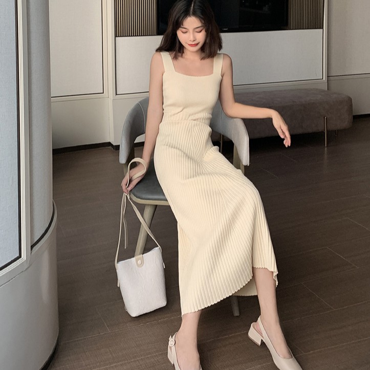 Women's suspender skirt new sleeveless dress knitted suspender dress | BigBuy360 - bigbuy360.vn