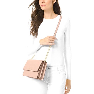 Túi Đeo Chéo Michael Kors Daniela Large Saffiano Leather Crossbody Bag Màu hồng nhạt