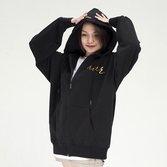 Áo khoác dây khóa kéo hoodie zip MVR bigsize 120Kg chống nắng logo chữ ký Nhũ Vàng Nam Nữ Localbrand MVR25022113
