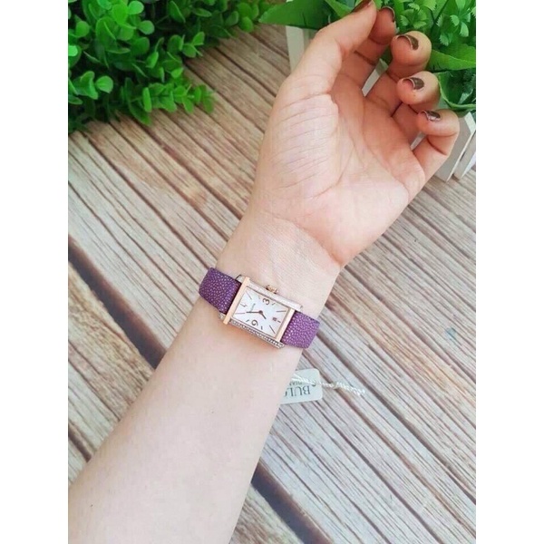 Đồng Hồ Nữ Bulova 2 dây tím case 22mm mặt chữ nhật