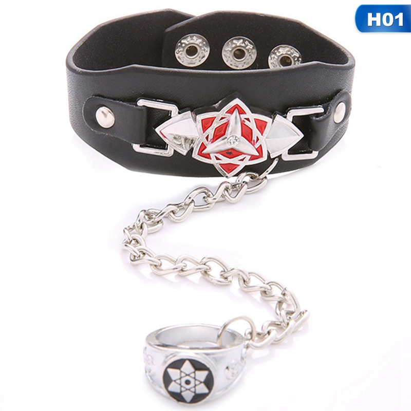 Anime Naruto/Attack on Titan/One Piece Leather Bracelet Punk Rivet Cosplay Bracelet