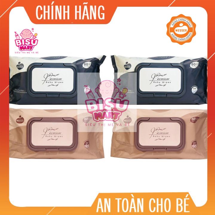 Khăn ướt Wesser cao cấp không mùi 80 tờ