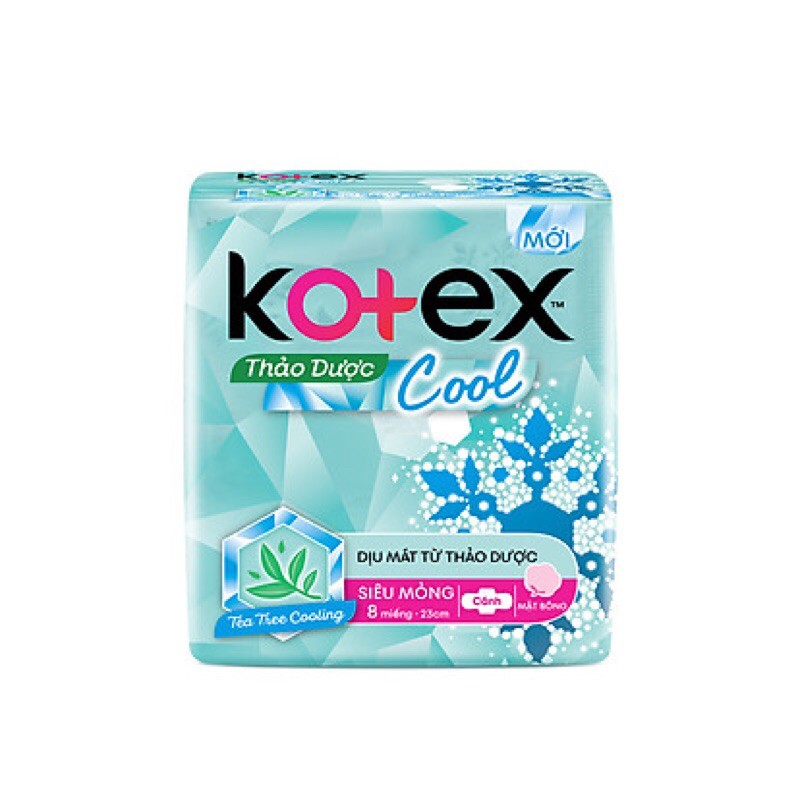 Băng vệ sinh KOTEX thảo dược COOL mát siêu mỏng 23cm 8M sản xuất mới nhất 2020