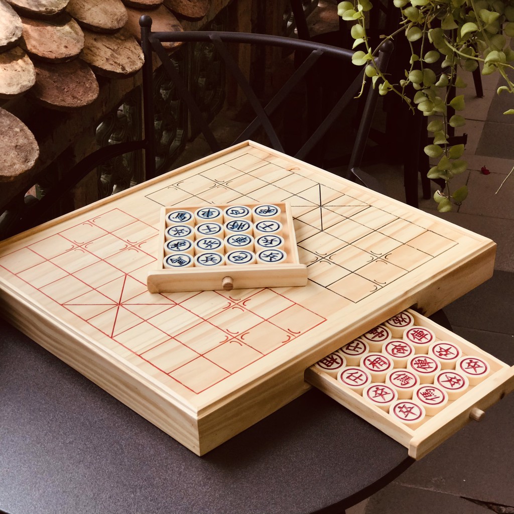 Bàn Cờ Tướng Lớn + Bộ Quân Cờ Đặc Ruột Cao Cấp Size Đại Gia Công Độc Đáo