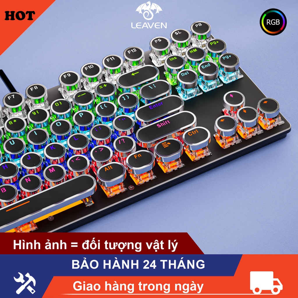 Bàn phím máy tính LEAVEN K550 Phiên bản mới RGB LED PRO Office bàn phím cơ chơi game