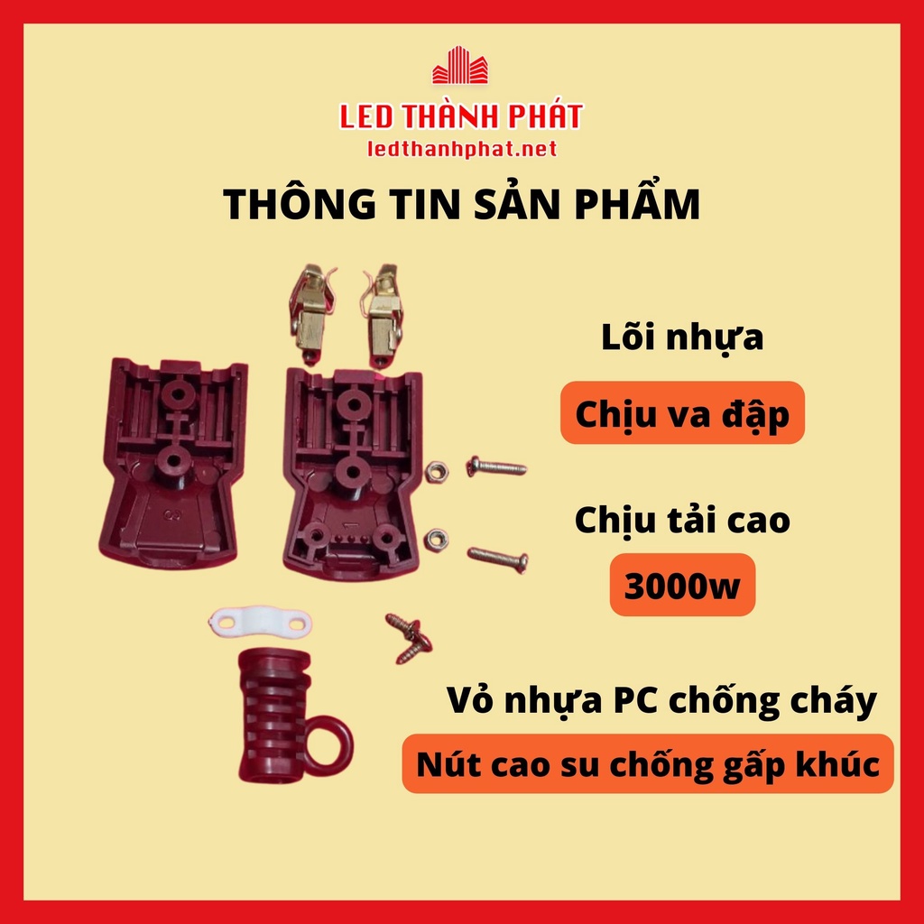 Phích nối âm siêu chịu tải, phích cái chịu tải Sopoka 10A-250V Nhựa PC chống cháy