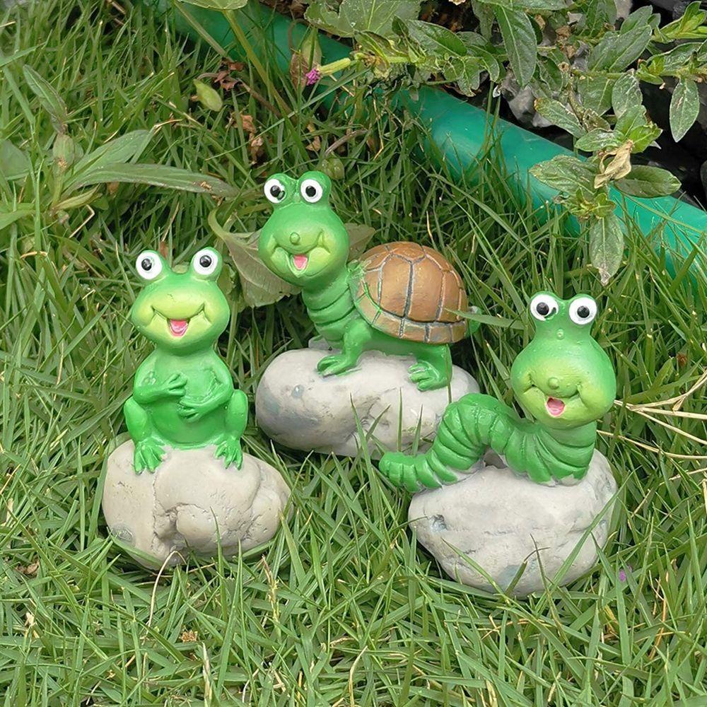 IVORY Mô Hình Ếch Và Sâu Bướm Bằng Nhựa Resin Trang Trí Tiểu Cảnh