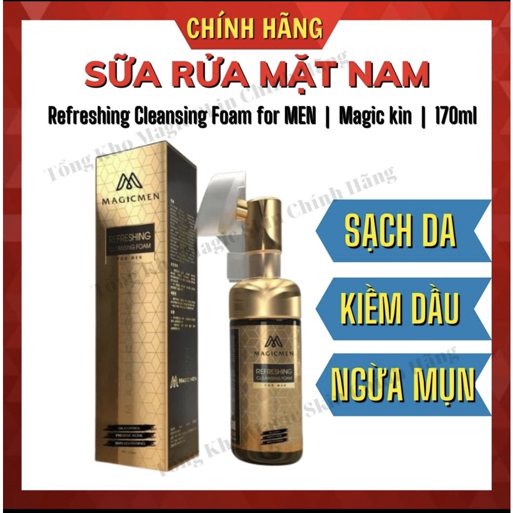 Sữa rửa mặt nam sạch da kiềm dầu Refreshing Cleansing Foam for MEN Magic Men - Magic Skin