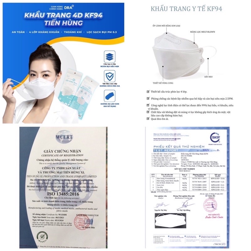 Khẩu Trang KF94 Mask TIẾN HÙNG Túi 10 Chiếc Siêu Rẻ