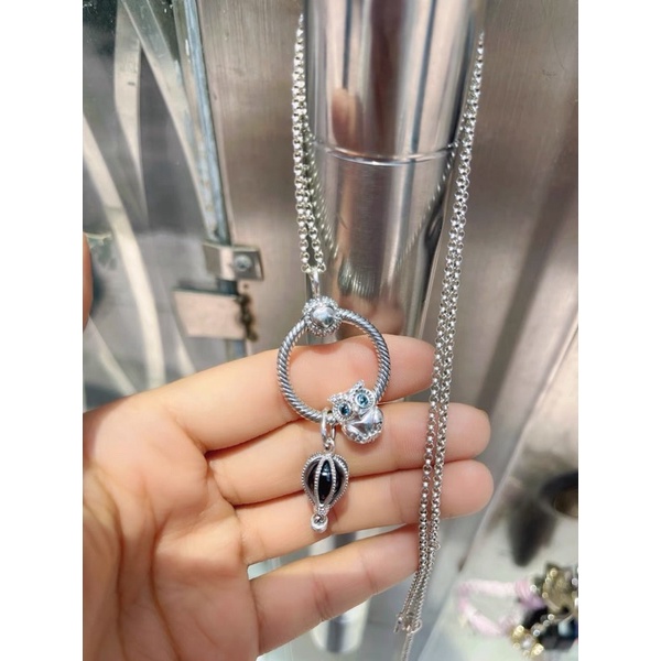 Charm bạc s925 hình Cú Mèo có đính hột ( vừa tất cả các vòng tay)