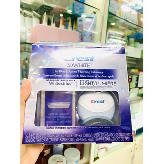 Bộ dụng cụ tẩy trắng răng Crest 3D Whitestrips bao gồm đèn kết hợp miếng dán 10 ngày hiệu quả nhanh