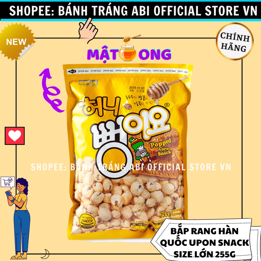 SNACK BẮP BỎNG NGÔ 2 VỊ UPON SNACK HÀN QUỐC GÓI LỚN 255G