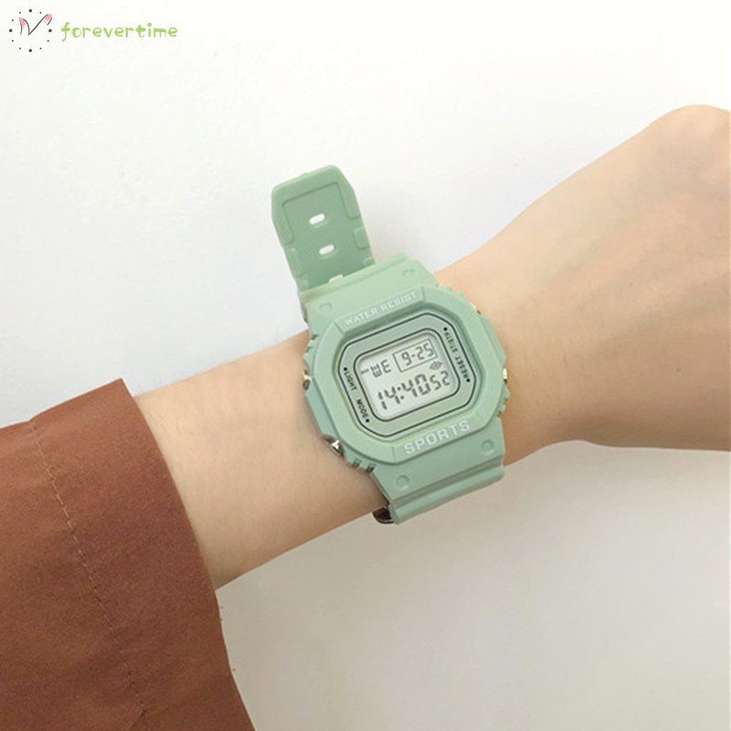 ☞ Phụ kiện trang sức☜ Women Green Digital Watch Girls Student Portable Wrist Watch with Soft Band