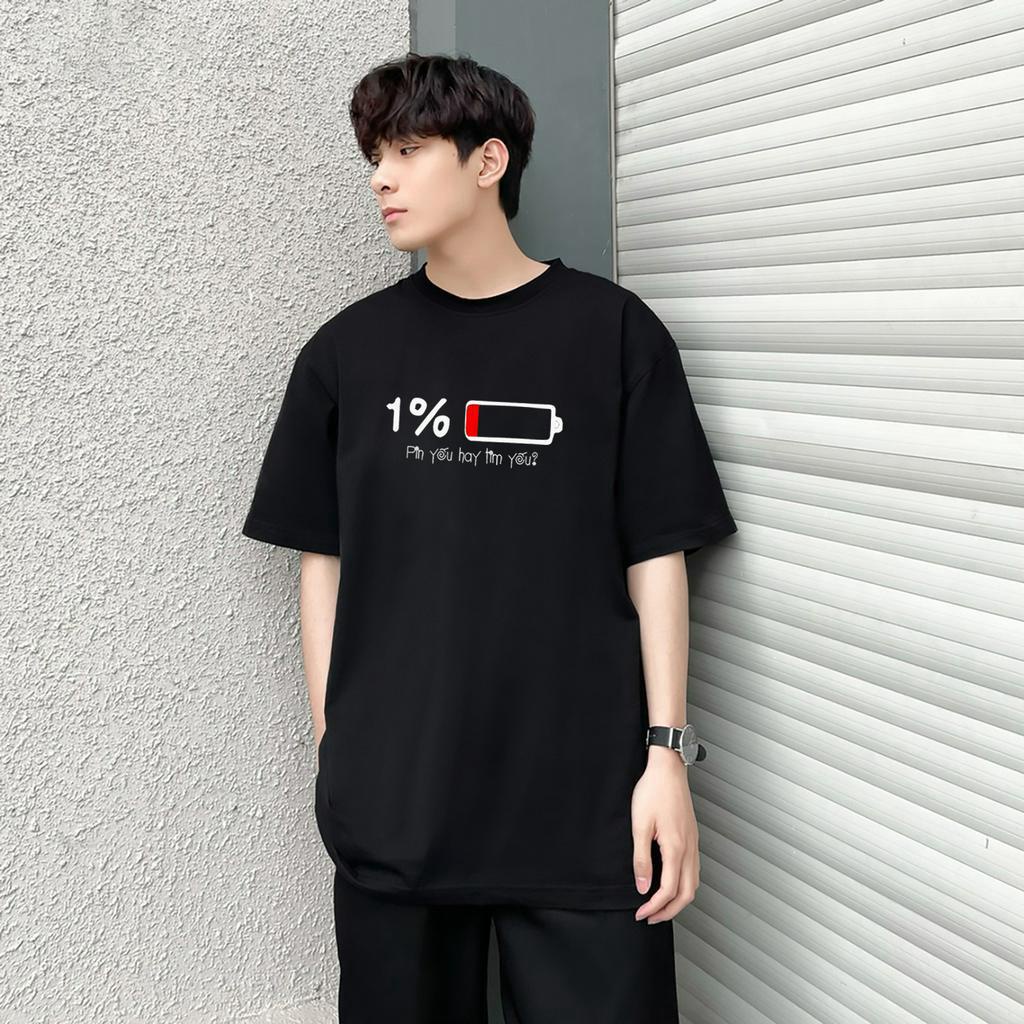 Áo thun unisex pin yếu hay tim yếu form rộng vải dày mịn 2019T9