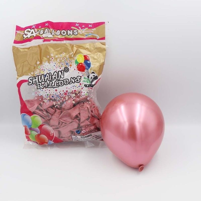 Set 50 Bong Bóng Cao Su 5 Inch Màu Vàng Hồng Dùng Trang Trí Tiệc Cưới / Sinh Nhật