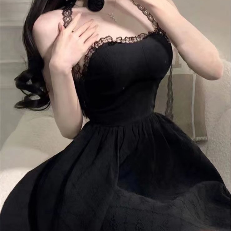 Đầm Ngắn Hai Dây Ống Màu Đen Hình Thiên Nga Nhỏ Thời Trang Dành Cho Nữ