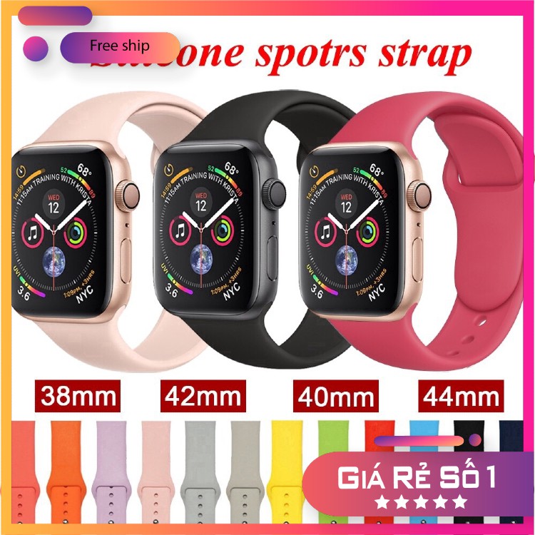 Dây cao su silicone cho Apple Watch Seri 1/2/3/4/5/6/7 và đồng hồ T500, T500+, HW12, HW22 Pro... Size 38/40/41/42/44/45