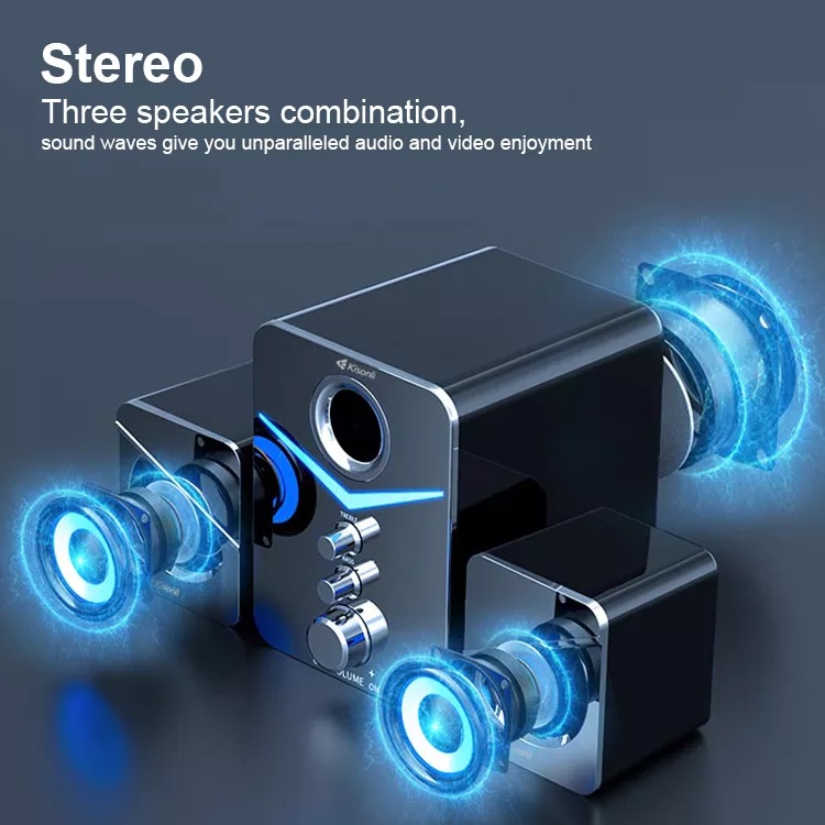 Loa vi tính 2.1 stereo Kisonli U-3100 led RGB - âm thanh bass treble đầy đủ (2 màu tuỳ chọn) Nhất Tín Computer