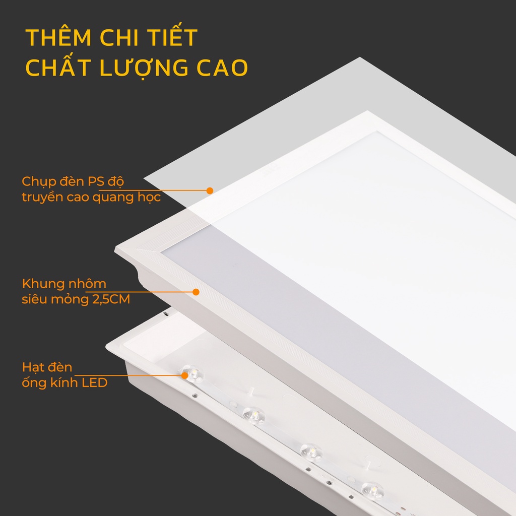 Đèn âm trần HYDERSON LED 24W 300x300 hình vuông siêu mỏng dành cho nhà cửa phòng học văn phòng cửa hàng