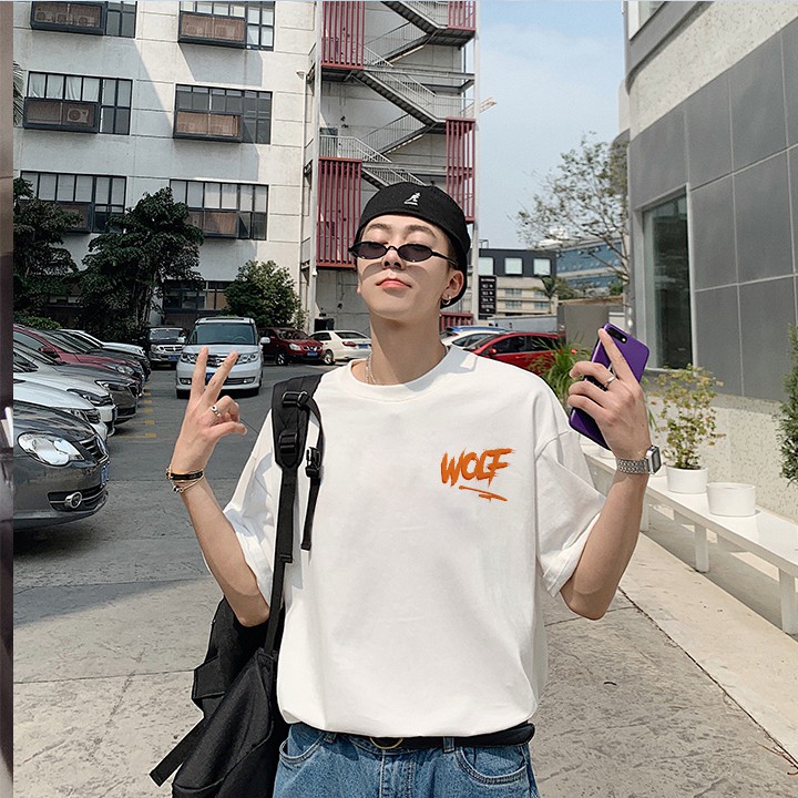 Áo phông tay lỡ unisex QUỶ SÓI, áo thun nam nữ trắng basic